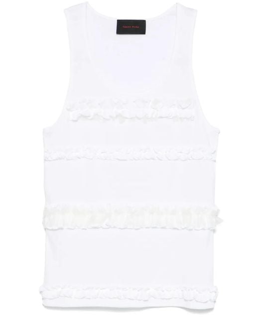 Simone Rocha White Cotton Ruched-Stripe Vest for men