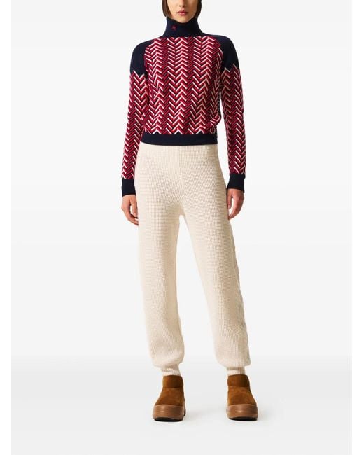 Perfect Moment Red Chevron-Pattern Sweatshirt