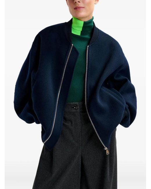 Essentiel Antwerp Blue Zip-Fastening Bomber Jacket