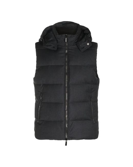 Moorer Black Hooded Sleeveless Padded Coat for men