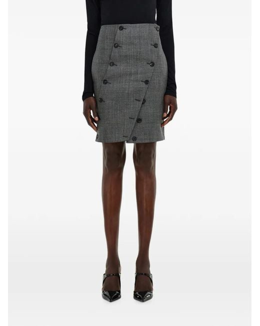 Ferragamo Black Straight-Cut Skirt With Button Detail