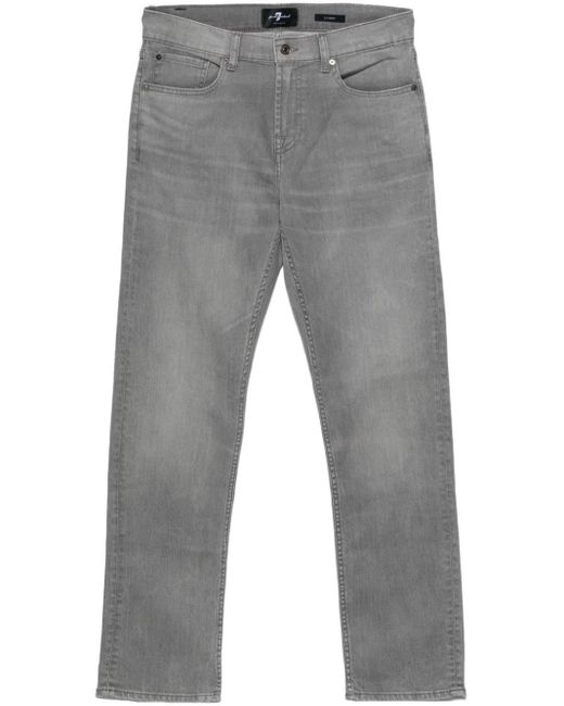 7 For All Mankind Gray Mid-rise Slim-fit Jeans for men