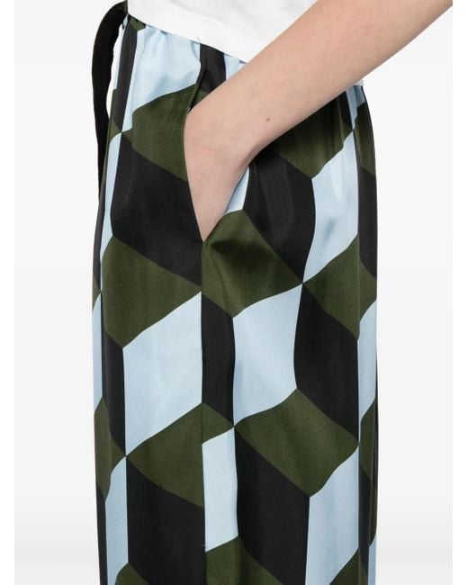 Cynthia Rowley Blue Geometric-Print Trousers