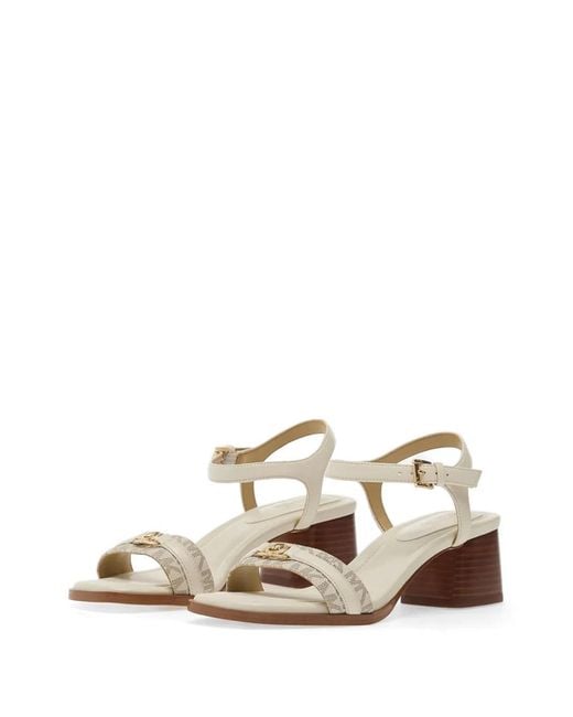 Michael Kors Natural Monogram-Pattern Buckle-Fastening Sandals