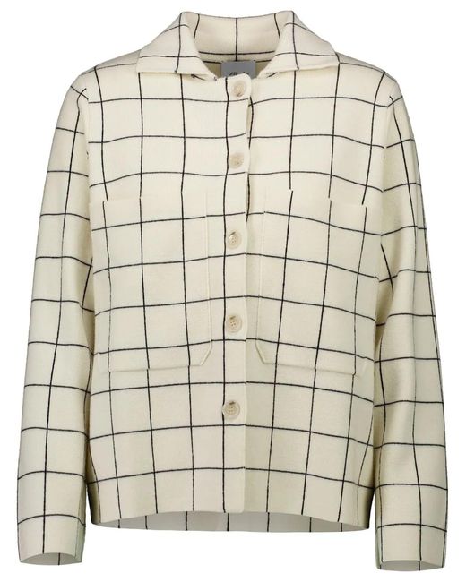 Allude Natural Grid-Pattern Cardigan