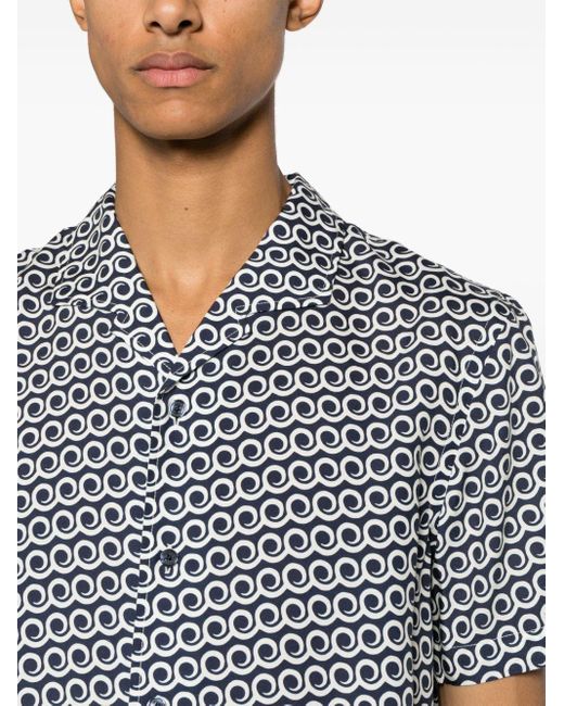 Orlebar Brown Blue Hibbert Lacuna Short-sleeved Shirt for men