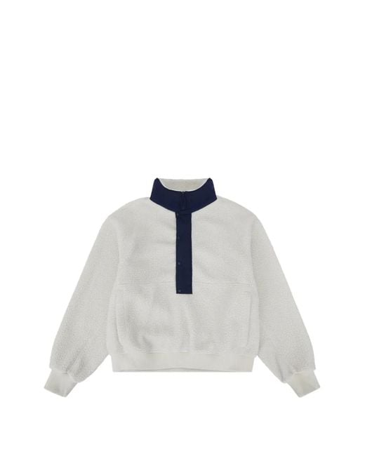 Entire studios White Fleece-Texture Quarter-Zip Sweater