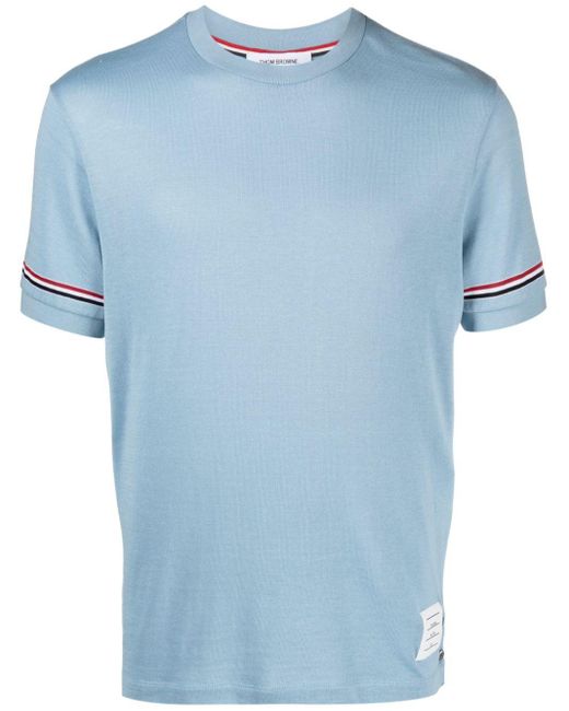 Thom Browne T-Shirt mit RWB-Streifen in Blue für Herren