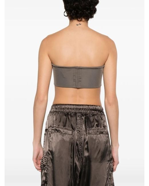 Rick Owens Gray Strapless Viscose Bandeau Top With Stretch Fabric