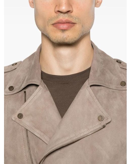 Salvatore Santoro Brown Sude Biker Jacket for men