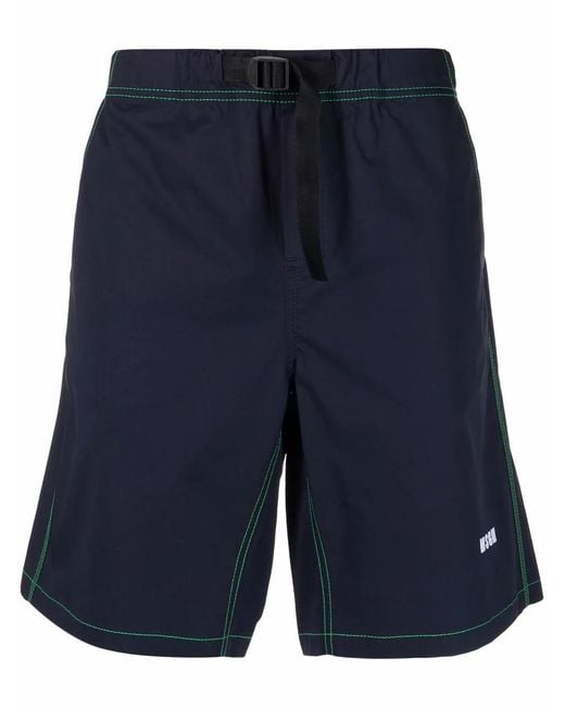 MSGM Blue Logo-Embroidered Track Shorts for men