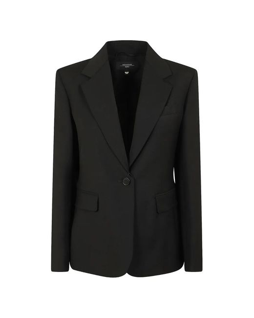 Weekend by Maxmara Black Blazer À Revers Crantés