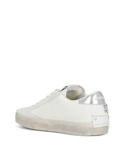 Crime London White Crystal-Embellished Sneakers