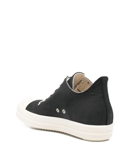 Rick Owens White Overdanded Round Leather Toe Lace-Up Sneakers for men
