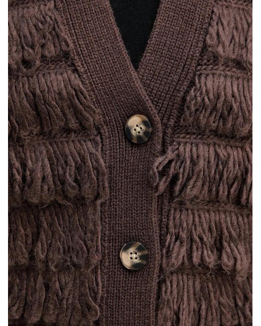 Sisley Brown Fringed Sleeveless Cardigan