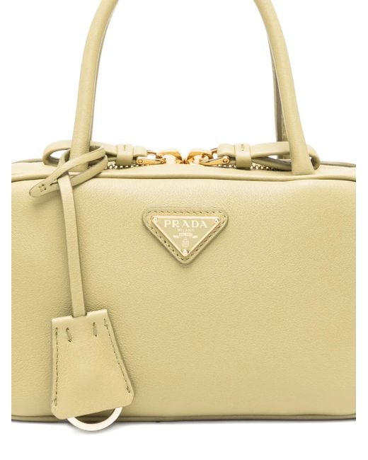 Prada Metallic Triangle-Logo Satchel Bag