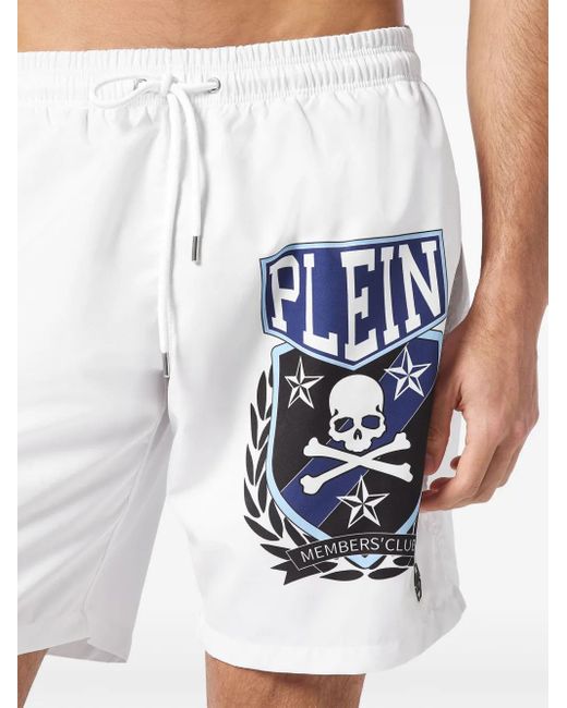 Philipp Plein Blue Graphic Swim Shorts for men