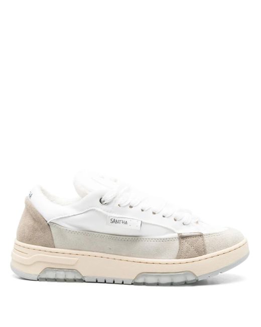 Paura White X Santha Colour-Block Sneakers