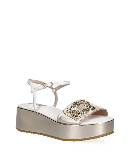Liu Jo White Chain-Link Platform Sandals
