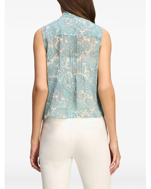 Cinq À Sept Blue Haut Hendrix À Motif Cachemire Et Lavallière