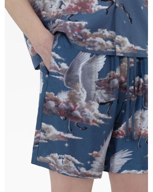 Amiri Blue Graphic-Print Pyjama Shorts for men