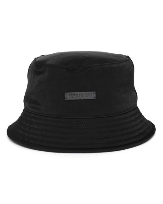 Cappello bucket con applicazione di Fear Of God in Black da Uomo