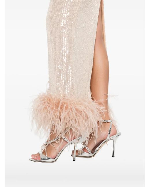 Atu Body Couture White Abendkleid Mit Pailletten Und Federbesatz