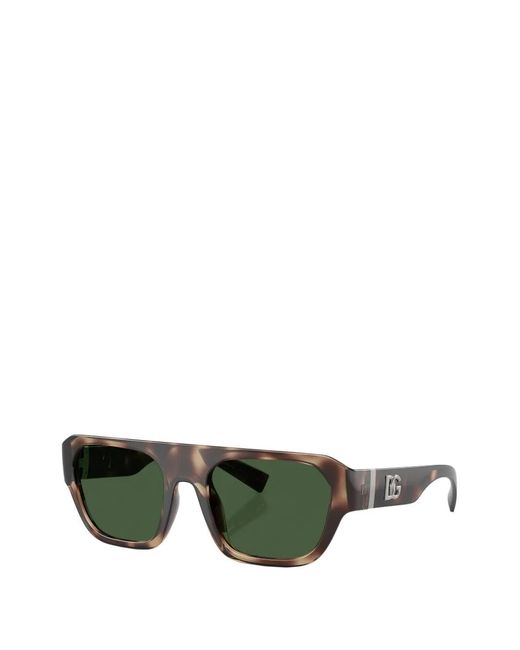 Dolce & Gabbana Green Tortoiseshell-Effect Rectangle-Frame Sunglasses for men