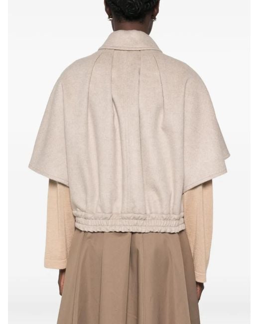 Max Mara Natural Dream Button-Up Cape Jacket