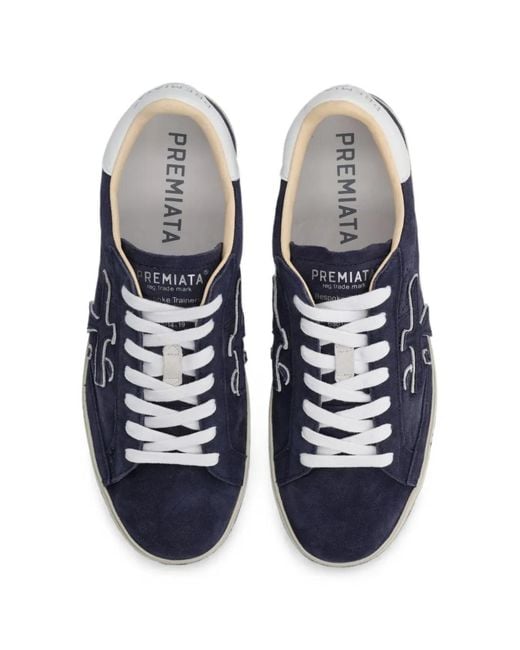 Premiata Blue Logo-Patch Sneakers