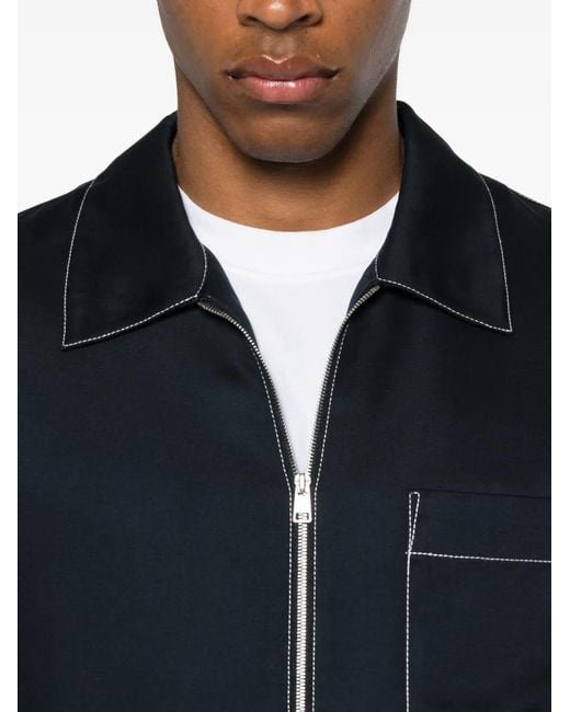Sandro Blue Contrast-Stitching Shirt Jacket for men