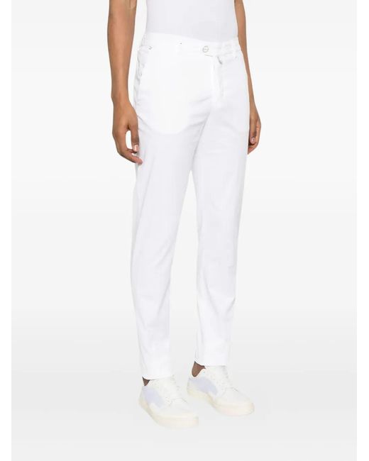 Kiton White Logo-Patch Trousers for men