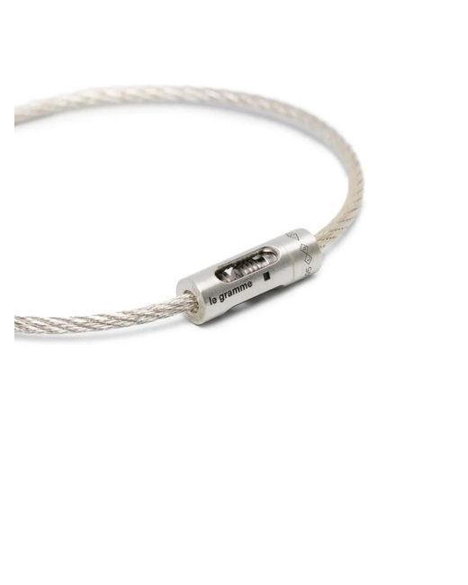 Le Gramme White 8G Punched Cable Bracelet