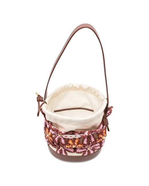 Borsa A Secchiello Con Motivo A Fiori di Marni in White