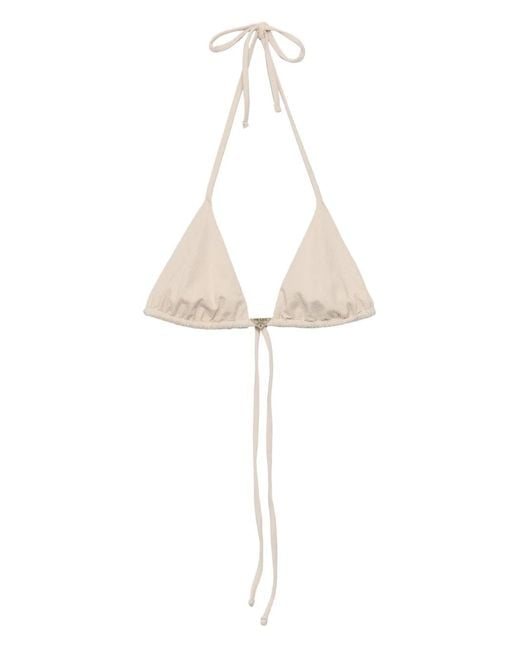 Prada White Rhinestone-Embellished Triangle Bikini Top