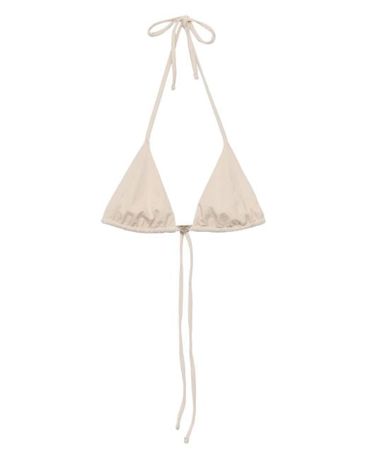 Prada White Rhinestone-Embellished Triangle Bikini Top