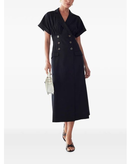 Willa Blue Elsie Double-Breasted Midi Dress