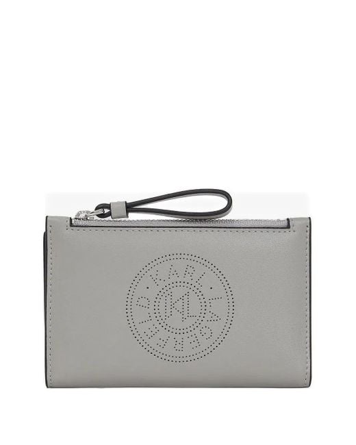 Karl Lagerfeld Gray Perforated Logo Wallet
