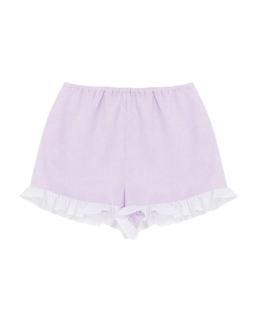Pantalones Cortos Con Dobladillo De Volantes Sleeper de color Purple
