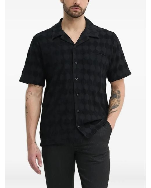 BALR Black Textured Geometric Shirt for men