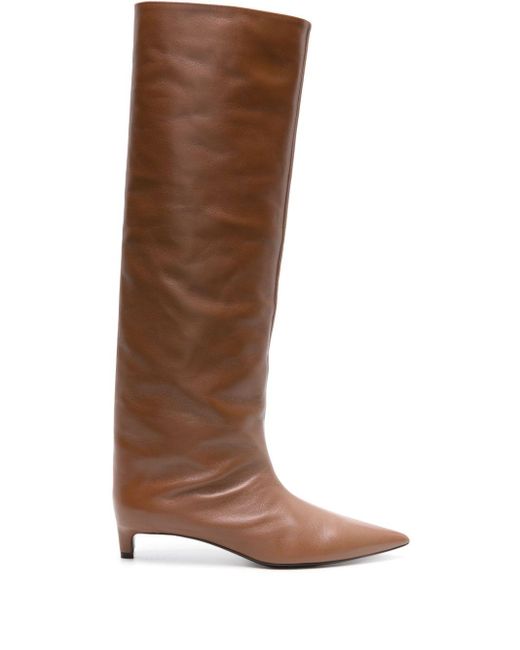 Jil Sander Brown 30mm Knee-high Leather Boots