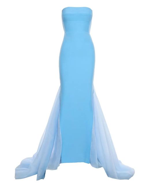 V:PM ATELIER Blue Ariana Strapless-Fishtail Maxi Gown