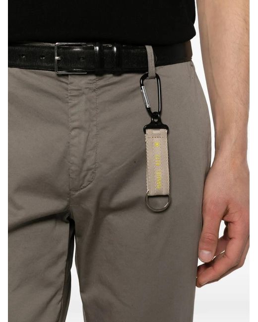 Manuel Ritz Gray Logo-Patch Belt-Loop Trousers for men