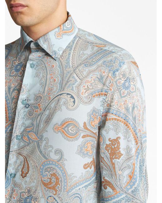 Etro Overhemd Met Paisley-print in het Blue voor heren