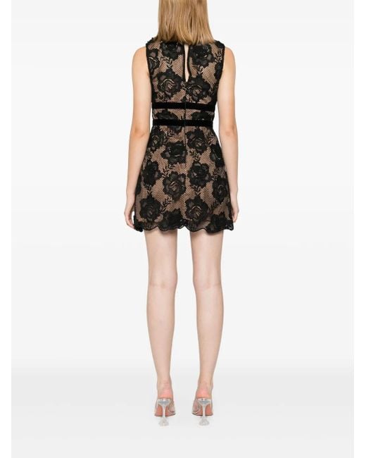 Self-Portrait Black Floral Lace Mini Dress