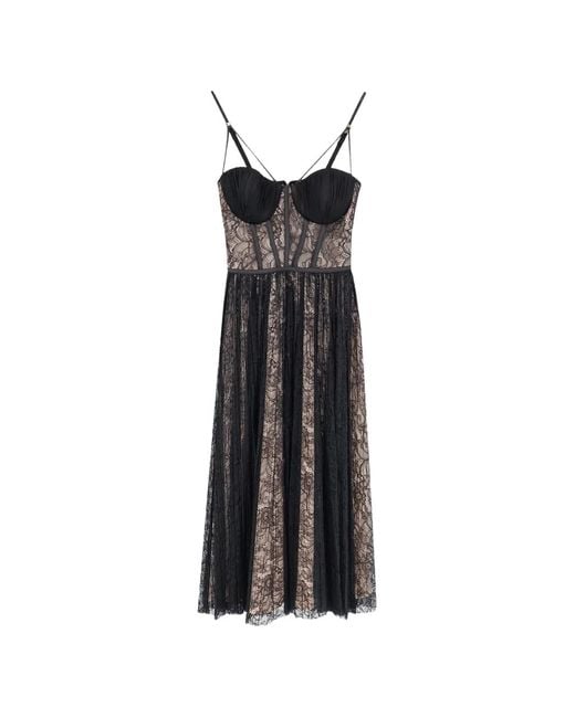 Elisabetta Franchi Black Lace-Panelled Corset-Style Dress
