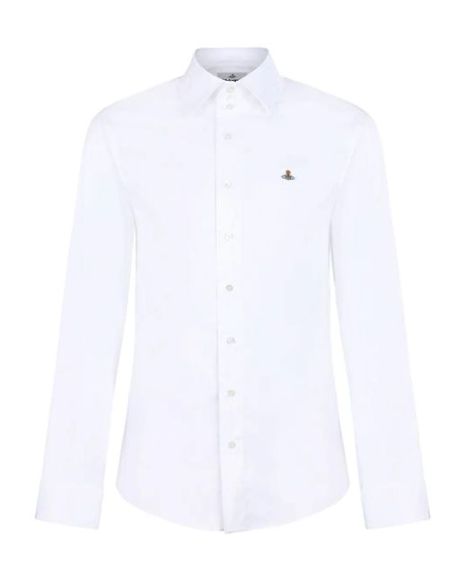 Vivienne Westwood White Orb-Embellished Cotton-Blend Shirt for men