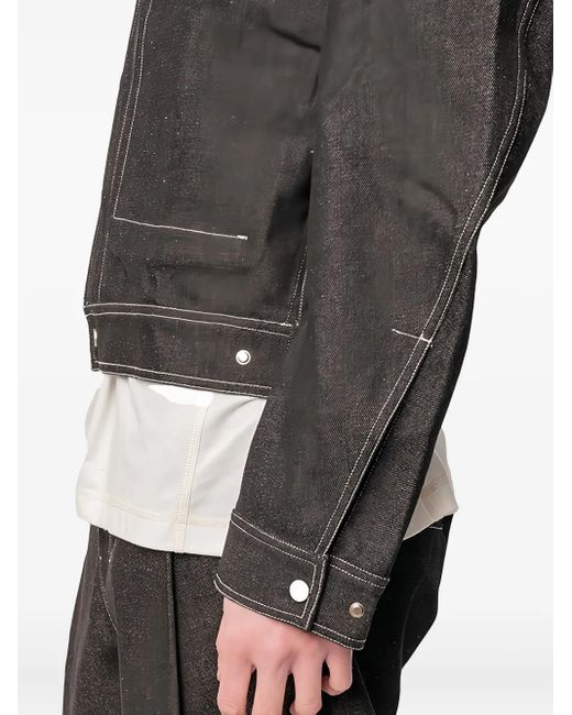 JOE CHIA Gray Zip-Pocket Denim Jacket for men