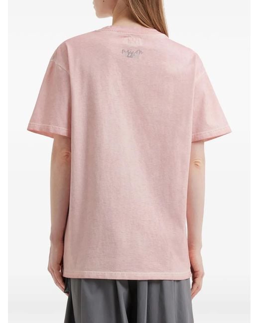 Izzue Pink Lettering-Print T-Shirt