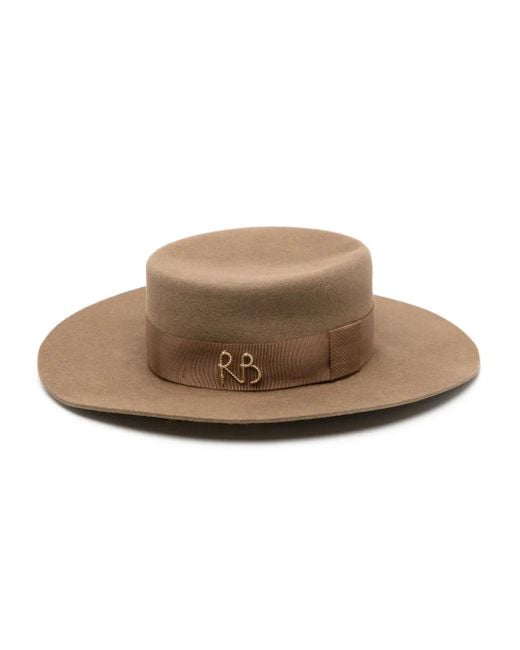 Ruslan Baginskiy Brown Canotier Wool-Felt Hat